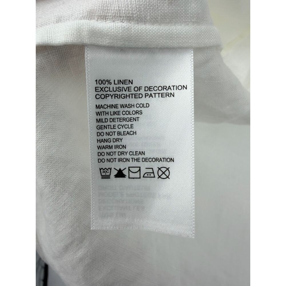 Tommy Bahama Womens Linen Button Up Shirt Size XL White Embroidered Hawaiian - Picture 6 of 8